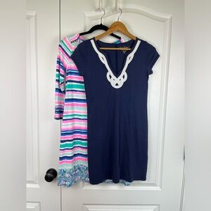 Lilly Pulitzer Dresses Lot of 2 Size XS Sandy Shell Print and Nautical Navy flaw